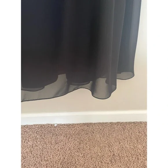 Bill Levkoff Leighton Formal Dress Black Chiffon Halter A-line Princess Size 16 - Picture 7 of 16